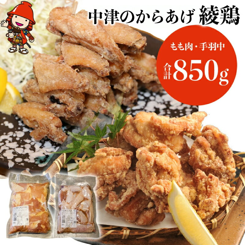 【ふるさと納税】中津のからあげ 綾鶏 もも500g ・手羽中350g(合計850g) | お肉 肉 おにく にく 鶏肉 鶏 もも モモ モモ肉 家庭調理 中津のからあげ 唐揚げ からあげ から揚げ 弁当 おかず お惣菜 おつまみ 大分県 中津市