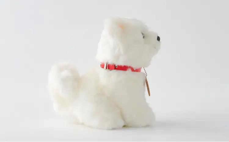 65P7304 秋田犬白毛(鼻黒)ぬいぐるみ　座りＭサイズ【秋田犬保存会】