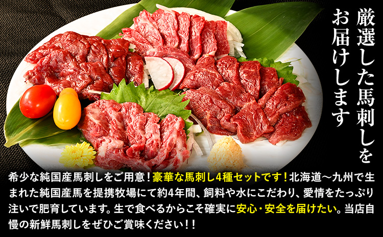 馬刺し 純国産 ウマウマ PREMIUM 専用醤油付き 50g ×4種 計200g 有限会社九州食肉産業《30日以内に出荷予定(土日祝除く)》熊本県 産山村 純国産 馬刺し 国産 赤身 熊本肥育 馬刺