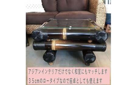 【受注生産】バンブーガラステーブル（座卓）60cm (KDF-27)