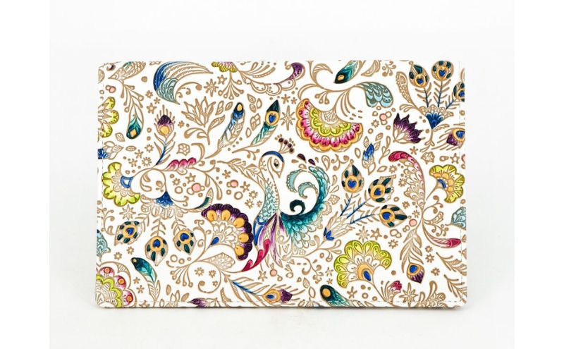 【文庫屋大関】パーソナルホルダー　孔雀【皮革工芸品】 民芸品 雑貨 日用品 ファイル 多用途 牛革 