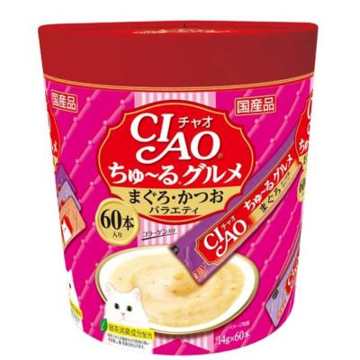 ふるさと納税 静岡市 いなば　猫・CIAOちゅ〜るグルメ　まぐろ・かつおバラエティ　(14g×60本)×8箱