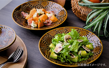 【波佐見焼】マリーゴールド　ボウルL アメ 2枚セット　食器 皿【翔芳窯】[FE466]