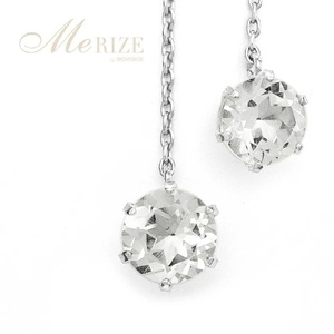 ピアス 天然 ホワイトトパーズ 5.0mm ロングチェーン ブラタイプ シンプル 無色 白【pt900】P-144（KRP）F-1414