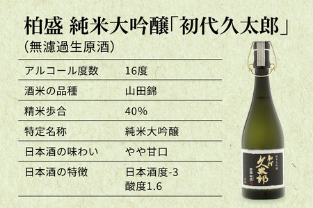 原酒柏盛 純米大吟醸 初代久太郎 (無濾過生原酒) 720ml [0622]