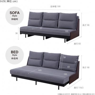 ふるさと納税 大川市 ソファベッド 幅200cm オルペ ごろ寝ソファ <ウォールナット×ライトグレー>モーブル 大川家具 |  | 02