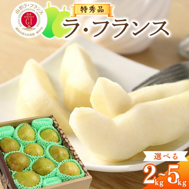 【ふるさと納税】特秀品 「ラ・フランス」選べる 2kg 〜 5kg 《化粧箱入り》 サイズおまかせ 令和7年産 山形産 【2025年11月中旬頃〜12月末頃発送予定】GI「山形ラ・フランス」／ 産地直送 山形県産