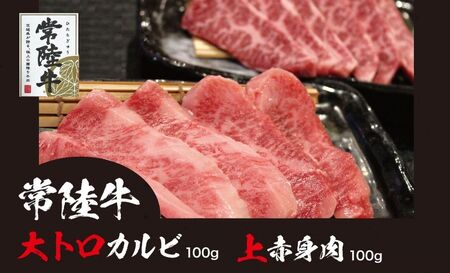 710 常陸牛 大トロカルビ 上赤身肉セット 約200g (各100g)【吉川商事】