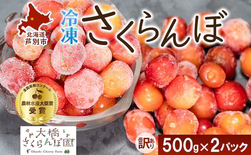 
            【訳アリ】 冷凍 さくらんぼ 500g × 2パック 大橋さくらんぼ園 サクランボ チェリー 果物 果物類 フルーツ デザート 完熟 急速冷凍 新鮮 美味しい 人気 冷凍配送 北海道 芦別市 [№5342-0717]
          