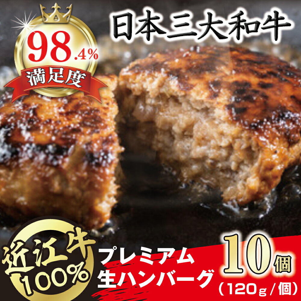 【ふるさと納税】近江牛100％　プレミアム生ハンバーグ1.2kg（約120g×10個）