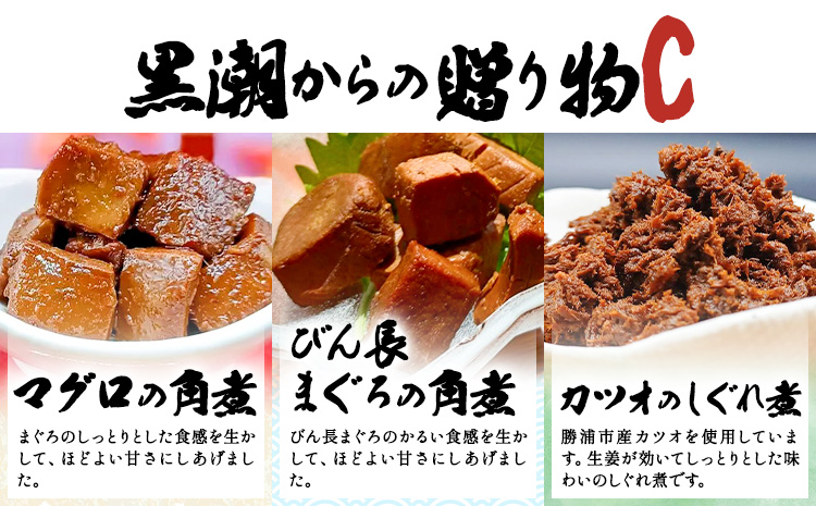 千葉県勝浦市 黒潮からの贈り物C(佃煮詰合せ) 有限会社 佃煮近江《30日以内に出荷予定(土日祝除く)》マグロの角煮 カツオのしぐれ煮 びん長まぐろの角煮【配送不可地域：離島】　2506