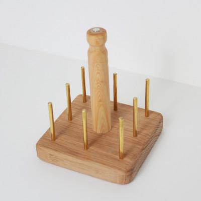 ふるさと納税 猪名川町 エディ工房　糸巻きスタンド　(オーク・真鍮製8本立)　針休め装備