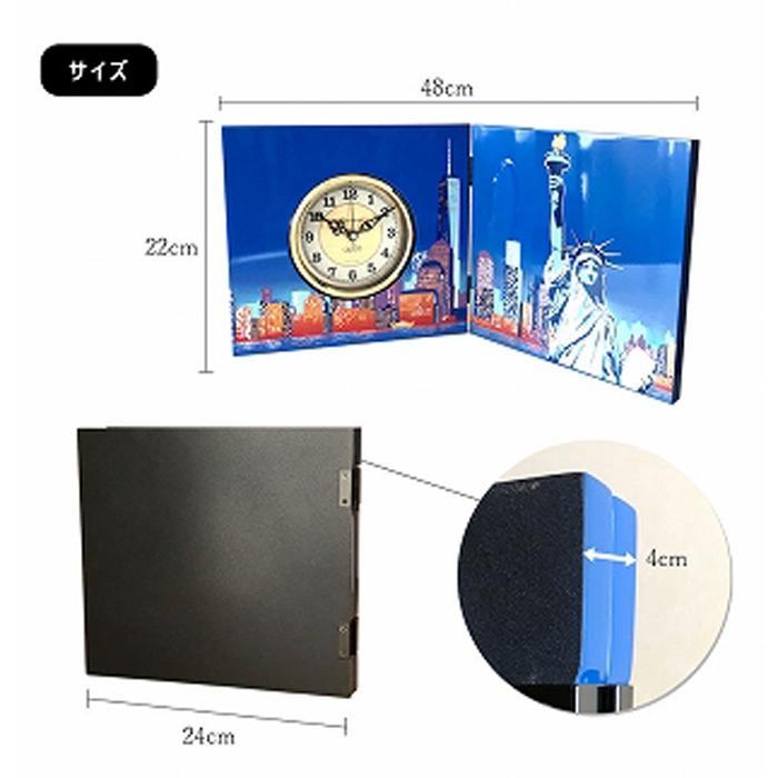 紀州漆器 木製 屏風時計 ニューヨーク 時計 置き時計 和柄 ギフト 国産 お土産 自由の女神 アメリカ NYスタイル おしゃれ アメリカン クロック［YS8］　CR132_イメージ3