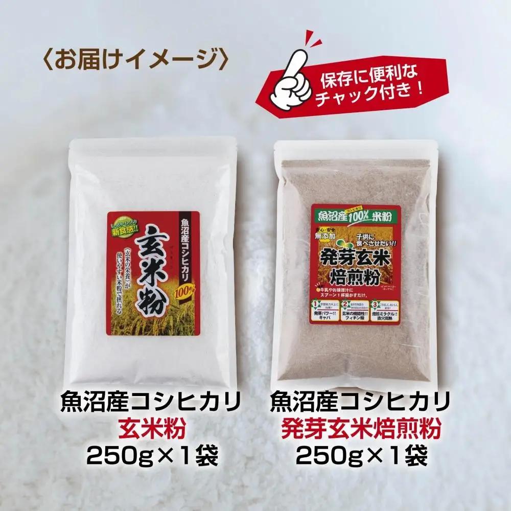 新潟県産 玄米粉 発芽玄米焙煎粉 セット 各250g 計500g 魚沼産 コシヒカリ 玄米 アレルギー グルテンフリー GABA 米粉 お取り寄せ お菓子 パン作り 製菓 コパフーズ 新潟県 南魚沼市