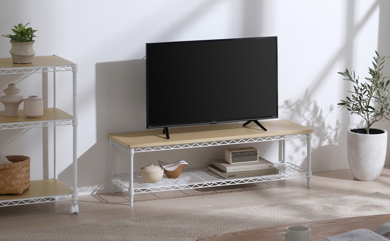 カラーメタルラック ローボード CML-10302 ホワイト テレビ台 おしゃれ テレビボード スチールラック メタルラック ラック 棚 カラーラック 幅101 奥行31 高さ30 スリム 収納 シン