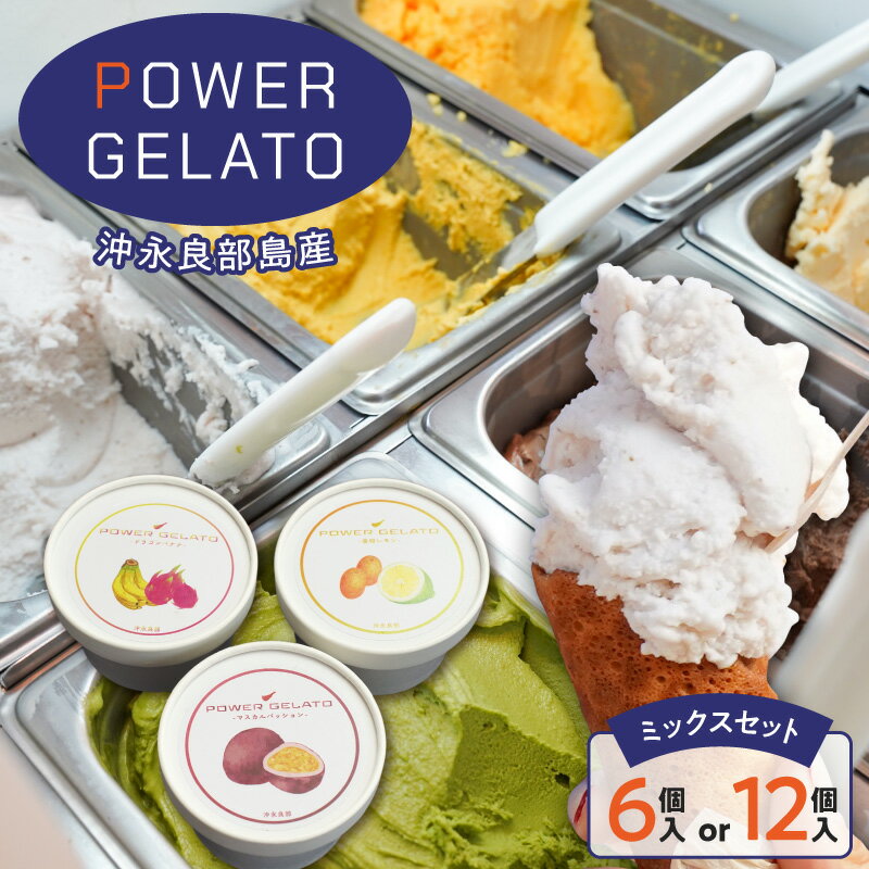 【ふるさと納税】＜選べる＞ POWER GELATO 沖永良部島産 ミックス セット 6個 or 12個 ジェラート アイス デザート 氷菓子 菓子 手作り ちんすこう バニラ シマ桑 黒糖 バナナ グァバ パッション パワージェラート 鹿児島 和泊町 おすすめ ランキング プレゼント ギフト
