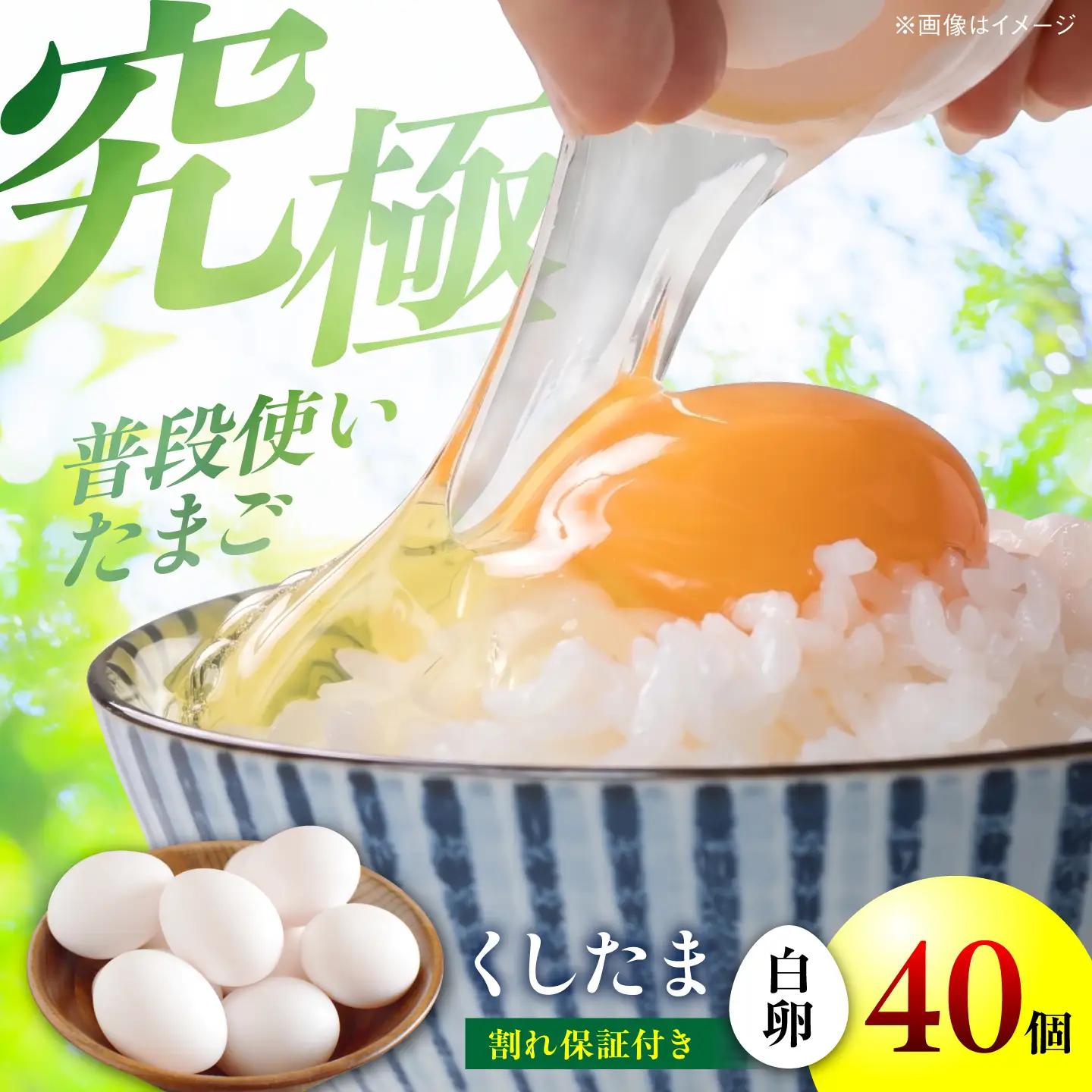 くしたま 白卵 40個（36個＋割れ保証4個）たまご｜ BMAY005