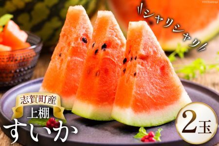 【期間限定】 上棚 すいか 2玉 [米吉農園 石川県 志賀町 BA4119]