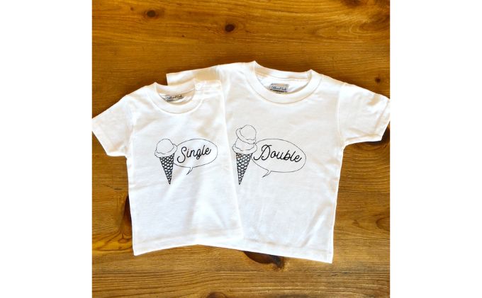 2人兄弟姉妹でおそろい/アイスクリーム Sigle×Double プリント/ Tシャツ2枚組ギフトセット【出産祝い・誕生日・ギフト・プレゼント】（100cm×140cm）