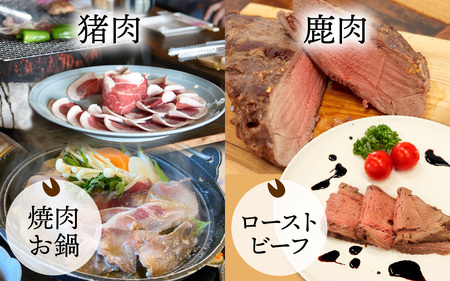 能登・穴水産 天然 猪肩ロース ＆ 鹿モモブロック 各500g 計1kg | ジビエ 冷凍