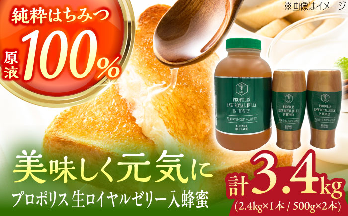 
            コハマのハチミツ プロポリス 生ローヤルゼリー入蜂蜜 計3.4kg (2.4kg×1本 / 500g×2本) 蜂蜜 はちみつ ハチミツ 国産 ギフト 沖縄市 / 農業生産法人株式会社小浜養蜂場 [BCAQ010]
          