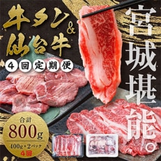 【毎月定期便】お肉の宮城県堪能セット 毎月800g全4回