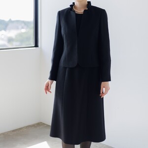 米沢織 ブラックフォーマル アンサンブル (ジャケット・ワンピース) 11号 ブラック 黒 レデイース用 冠婚葬祭 式典 入学式 卒業式 入園式 卒園式 弔事 慶事 山形県 米沢市