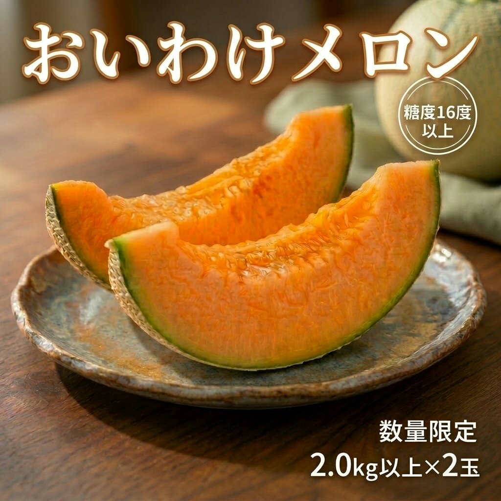 【ふるさと納税】＜2026年発送＞おいわけメロンパック 糖度16度以上 2.0kg以上×2玉(数量限定) メロン おいわけメロン 赤肉メロン 糖度 スイーツ デザート 果物 国産 北海道 安平町