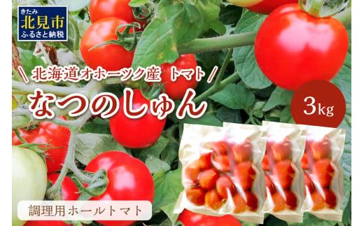 北海道オホーツク産 トマト『なつのしゅん』3kg 調理用ホールトマト ( 野菜 トマト 調理用 )【100-0013】