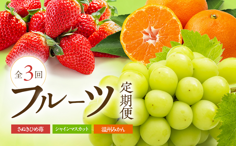 フルーツ定期便（3回）【さぬきひめ苺】【温室シャインマスカット 】【温州みかん】