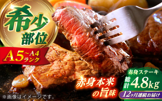 【全12回定期便】 長崎和牛 希少部位 赤身 ステーキ 200g×2 【KRAZY MEAT】 和牛 肉 牛肉 BBQ 冷凍 A5 A4 [RCQ007]
