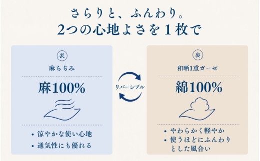 極涼麻ちぢみリバーシブル掛けふとんカバー セミダブル 170×210cm ベージュ