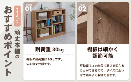 たっぷり安心して収納できる！「頑丈本棚」幅120cm ブラウン（ロータイプ） ／ 日本製 国産 家具 木製 収納 棚 仕切り プレゼント 贈り物 勉強 学習 子供部屋 リビング 書斎 シンプル デザイ