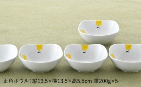 【波佐見焼】ラフランス 正角 ボウル 5点セット 食器 皿 【松幸陶芸】 [HB28] 波佐見焼