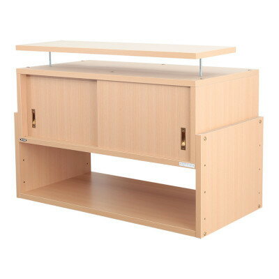 【ふるさと納税】耐震上置き　じしん作くん　幅86cm×奥行44cmタイプ(ナチュラル)　86-44A_ 棚 たな 収納 耐震 防災 転倒防止 耐震家具 地震 じしん 地震対策 固定 耐震上置き 天井つっぱり 隙間 バネ付き 引き戸扉 日本製 家具 インテリア ナチュラル 【1416351】