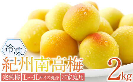 冷凍 紀州南高梅 完熟梅   約2kg   L～4Lサイズ混合 ご家庭用