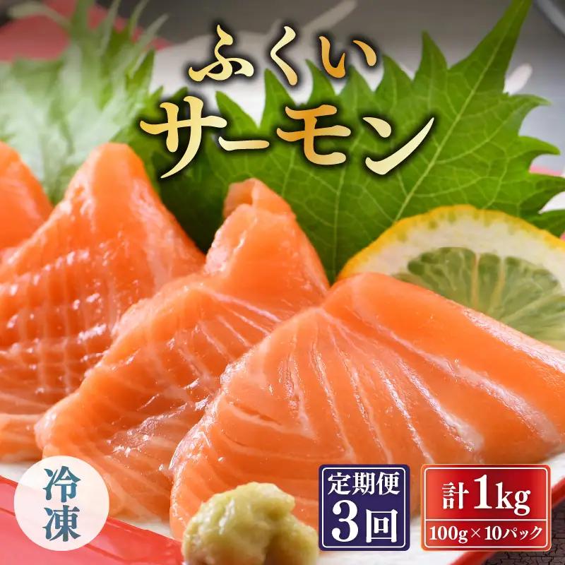 【3ヶ月連続お届け】ふくいサーモン 1kg (刺身用) 真空冷凍 100g×10パック×3回【サーモン 鮭 刺身 サケ 小分け 生食 国産】 [J-6203]