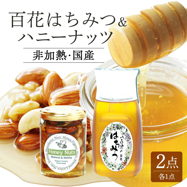 【ふるさと納税】 はちみつ 国産 非加熱 生はちみつ 純粋 使いやすいプラ容器入り お取り寄せ ギフト 百花みつ 300g ハニーナッツ 145g ナッツはちみつ漬け 詰め合わせ 永田養蜂場 373 送料無料