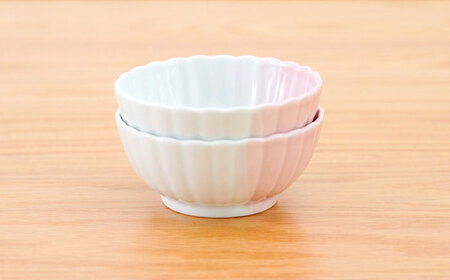 【波佐見焼】花しのぎ 丸小付 ハーフカラー ピンク 2個セット【団陶器】[PB199]