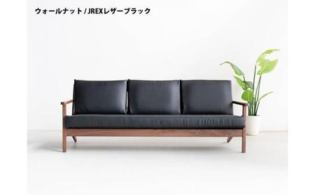 コペンハーゲン01 3Pソファ ウォールナット／JREX ブラック 幅189 奥行76 高さ70