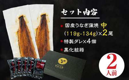 ふっくら肉厚！『国産うなぎ』蒲焼 中 2尾 うなぎ