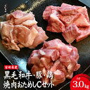 【ふるさと納税】宮崎県産 牛・豚・鶏 焼肉おためしCセット 計3kg（牛肉 豚肉 鶏肉 和牛 焼肉 訳あり 小分け 食べ比べ）