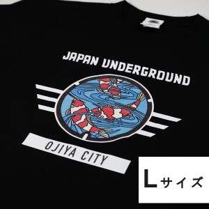 r05-014-008-3 新潟県 小千谷市 マンホール Tシャツ（黒） 錦鯉デザイン【Lサイズ】