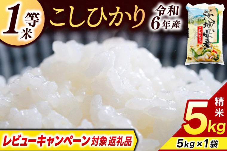 
            ＼レビューキャンペーン対象 在庫わずか／★1等米★ コシヒカリ 5kg (5kg × 1袋)【令和6年産】米 精米 白米 こしひかり 茨城県 鹿嶋市 国産 送料無料 お米 ごはん おにぎり 冷めても 美味しい 粘り うまみ 厳選 出荷直前精米 ツヤ かおり うまい（KY-19）
          