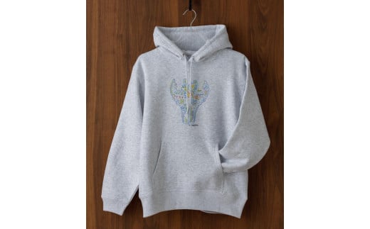 0296「旅する縄文」パーカー 十日町土器02 アッシュ Mサイズ