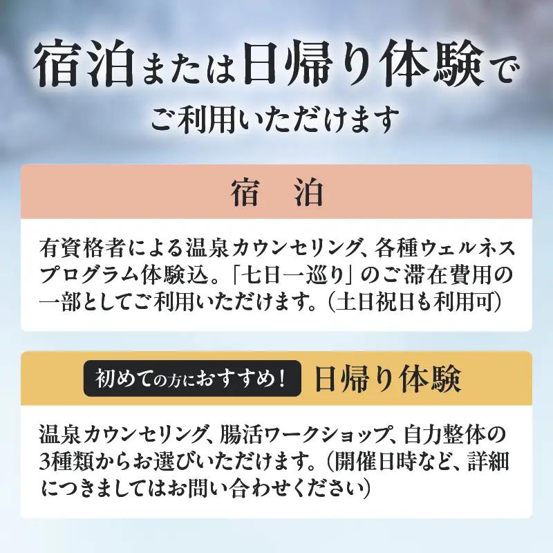【宿泊・日帰り体験に使えるギフトチケット】七日一巡り/湯治リトリート【30,000円】_B187-007