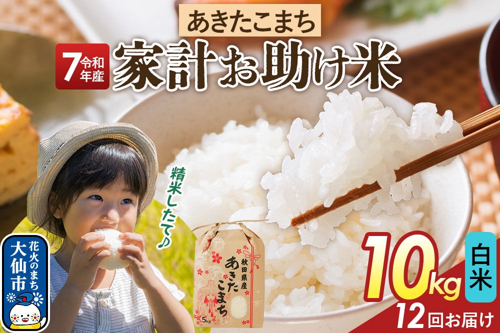 
                  《定期便12ヶ月》【白米】家計お助け米 あきたこまち 10kg（5kg×2） 秋田県産 令和7年産  こまちライン 秋田県 大仙市産 [秋田 お米 米どころ あきたこまち こまちライン]
                