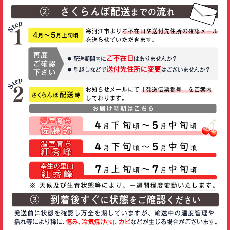 《先行予約》令和8年産 幸生の里山 プレミアム さくらんぼ 「紅秀峰」3Lサイズ 特秀品 500g 化粧詰（発泡スチロール梱包）山形県産 【2026年7月上旬頃～7月中旬頃発送予定】 ※配送不可 沖縄