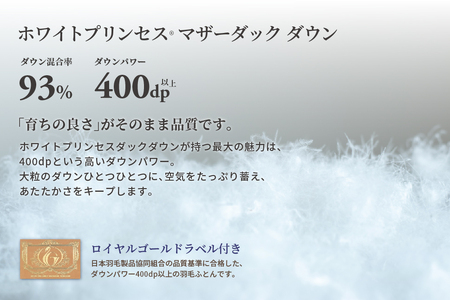 羽毛布団 キング 本掛け ［ネスカ・ブルー］ 綿100％×ホワイトプリンセス　マザーダック ダウン93% ダウンパワー 400dp 【富士新幸 花巻工房】 【2061】