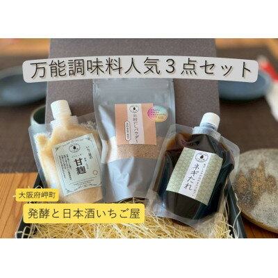 【ふるさと納税】万能調味料人気3点詰合せセット(保存料・着色料無添加)―大阪府岬町・発酵と日本酒いちご屋【配送不可地域：離島】【1712606】